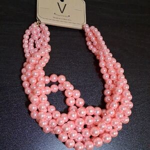 Elegant Pink Faux Pearl Necklace